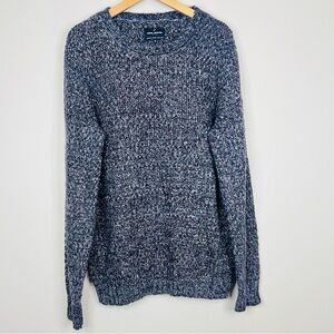 Soft Knit Alpaca Blend Heathered Blue Fishermen Crewneck L